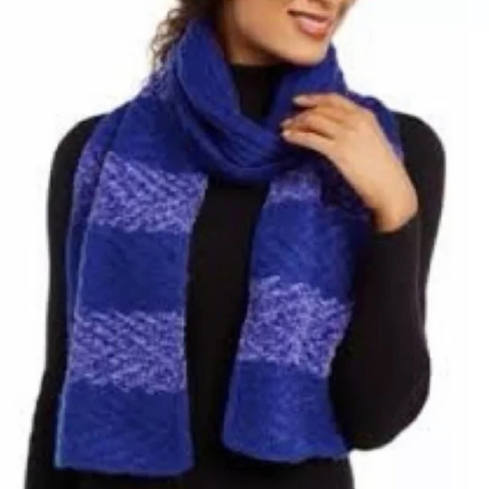 INC Chenille Striped Arrow-Stitch Muffler Scarf